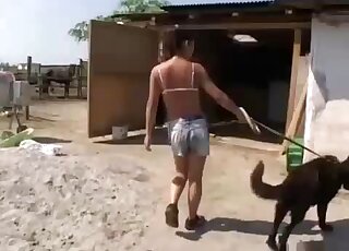 Barnyard banging session with a brunette gal