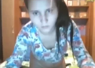 Brunette teen lets this dog eat her out hard